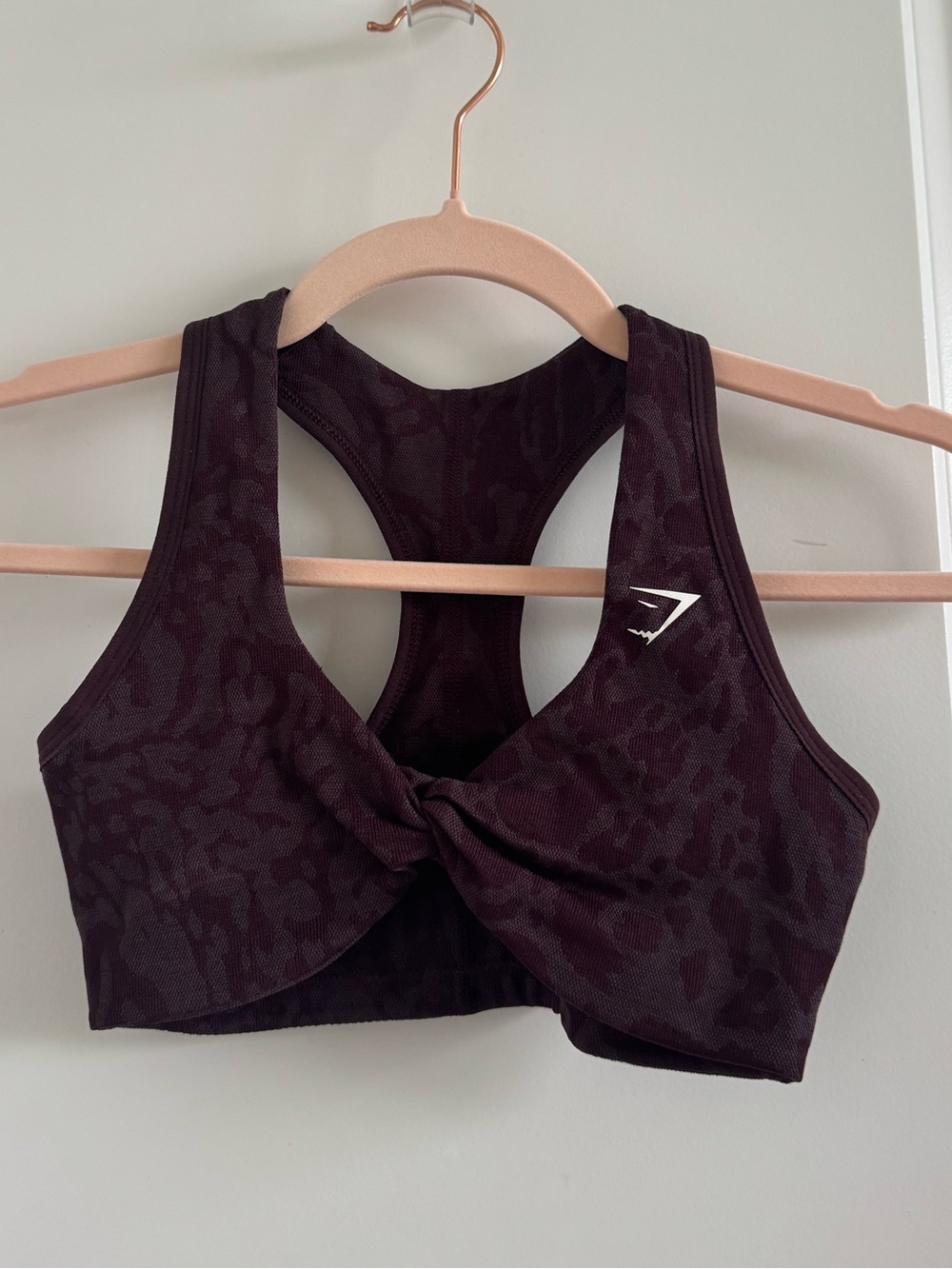Gymshark Twist-Front Racerback Sports Bra in Deep Plum
